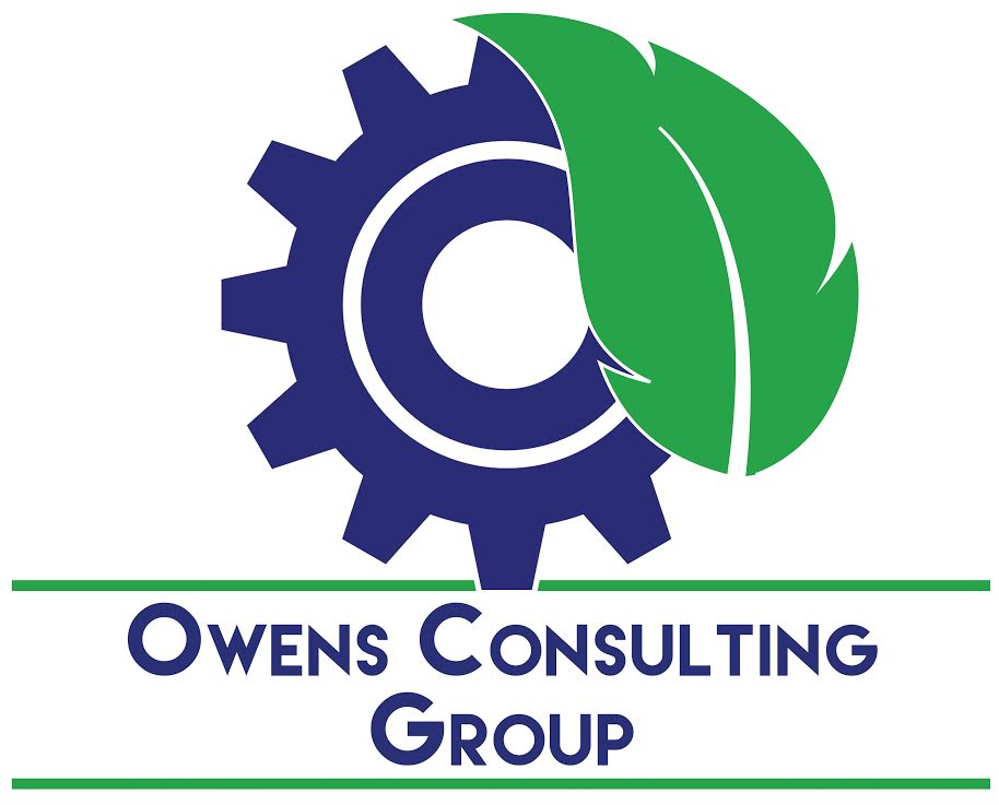 Owens Consulting Group logo — gear and leaf emblem.